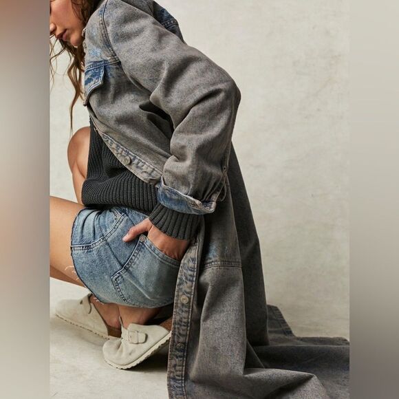 Free People Anna Lou Denim Duster/ size L - Picture 4 of 10
